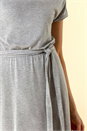 Light Grey Belted Jersey Midi T-Shirt Dress, Image 4 of 4