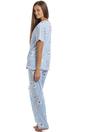 Blue Camille Lingerie Blue Spandex Full Length Pyjama Set, Image 3 of 5