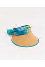 Turqouise Misha - Chiffon Tie Straw Visor - Pale Turquoise, Image 3 of 3
