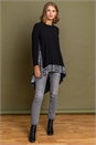 Black Glitter Animal Print Dipped Hem Top, Image 2 of 4