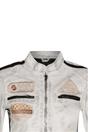 White Biker Racing Badges Leather Jacket, Image 5 of 5