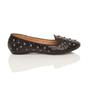 Black Studded Glitter Loafers Ballet Flats, Image 2 of 5