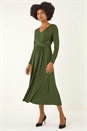 Forest  Twist Front Stretch Midi Dress, Image 2 of 5