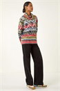 ORANGE Aztec Print Roll Neck Knit Jumper, Image 2 of 5