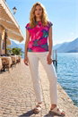 Pink Floral Print Ruched Mesh Top, Image 2 of 4