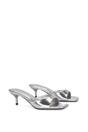 Silver XY LONDON Silver 'Jane' Square Toe Kitten Heel Slip On Heeled Sandal Mules, Image 3 of 6