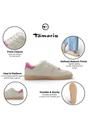 Green Womens Green Pink Leather Sneakers, Image 2 of 8