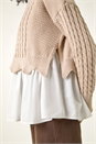 Beige 2 in 1 Contrast Cable Knit Jumper, Image 5 of 5