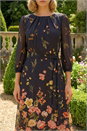 Black Border Print Pleated Midi Dress, Image 4 of 4