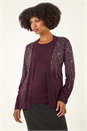 Burgundy Embellished Hotfix Layered Knit, Image 4 of 5