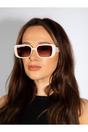 Beige Oversized Rectangle Sunglasses, Image 3 of 6