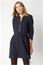 Navy  Zip Front Shirt Dress, Image 1 of 4