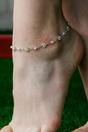 Silver The Colourful Aura Silver White Daisy Pearl Floral Summer Indie Boho Flower Adjustable Anklet, Image 2 of 2