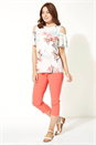 Multi  Tropical Floral Cold Shoulder Top, Image 2 of 4