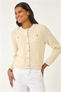 Lemon Check Textured Button Knit Cardigan, Image 1 of 5