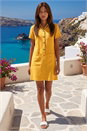 Yellow Buttoned Mini Shirt Dress, Image 1 of 4
