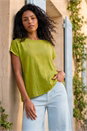 Lime Buttoned Back Shell Top, Image 1 of 4