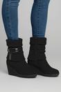 Black AJVANI Black Mid Wedge Heel Slouch Ankle Boots, Image 2 of 6