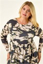 Black Curve Abstract Print Midi Dress, Image 4 of 5