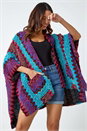 MAGENTA One Size Textured Aztec Print Cape, Image 1 of 5