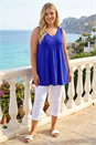 Royal Blue Curve V-Neck Vest Top, Image 1 of 4