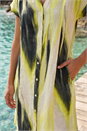 Yellow Abstract Printed Linen Blend Shift Dress, Image 4 of 4