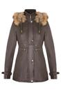 Brown Leather Hooded Parka Jacket-Putian, Image 1 of 5