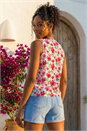 Red Floral Tie Front Blouse, Image 3 of 4