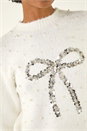 Ivory Embellished Bow Front Knit Jumper, Image 1 of 5