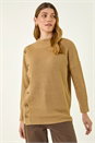 Tan Side Buttoned Knit Jumper, Image 4 of 5