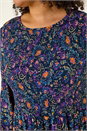 Navy  Curve Floral Print Shirred Midi Dress, Image 5 of 5
