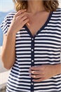 Navy  Petite Stripe V-Neck T-Shirt , Image 4 of 4
