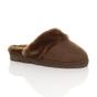 Brown AJVANI Brown Faux Fur Lined Slip On Memory Foam Mules Slippers, Image 1 of 5
