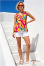 Cerise Floral Print Bar Back Detail Vest, Image 2 of 4