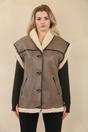 Brown Aviator Shearling Leather Gilet - Chevak, Image 7 of 7
