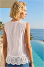 Ivory  Strawberry Embroidered Crinkle Vest Top, Image 3 of 4