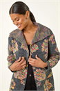 Dark Grey Floral Jacquard Knit Cardigan, Image 1 of 5