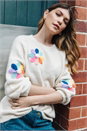 Ivory  Floral Rainbow Knit Jumper, Image 4 of 8
