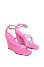 Pink XY LONDON Pink 'Danica' Ankle Strap Square Toe Wedge Heel Sandals, Image 4 of 5