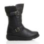Black Low Wedge Heel Comfort Calf Biker Boots, Image 2 of 6