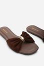 Dark Brown Where's That From Dark Brown Arc Ruched Buckle Slide On Sandal, Image 5 of 6