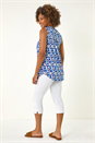 Blue Geometric Gathered Vest Top, Image 3 of 5