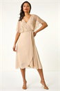Natural  Sequin Chiffon Wrap Maxi Dress, Image 3 of 5
