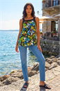 Green Floral Print Cami Stretch Top, Image 2 of 4