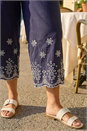 Navy  Broderie Cotton Culottes, Image 4 of 4