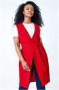 Red Petite Sleeveless Longline Jacket, Image 1 of 6