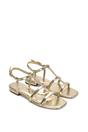 Gold XY LONDON Gold 'Danielle' Flat Strappy Caged Square Toe Sandals With Buckle, Image 5 of 6