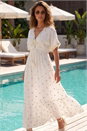 Ivory Sequin Embellished Tassel Midi Dress , Image 1 of 4