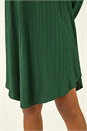 Green Textured V-Neck Swing Dress, Image 5 of 5