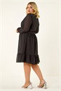 Black Curve Hotfix Tie Waist Dress, Image 3 of 5